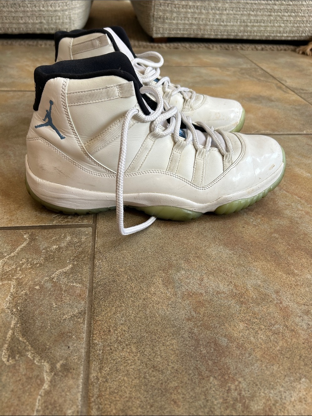 Jordan Nike White and Blue High-Top Sneakers with Gel Soles